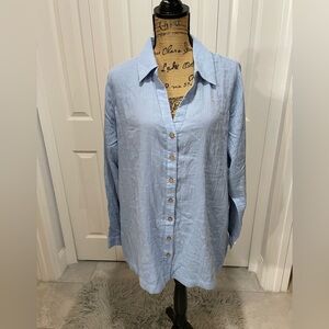 Soft Surroundings Sky Blue Cotton Long Sleeve Top